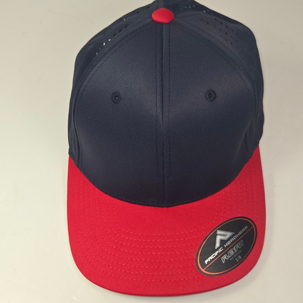 Pacific Headwear Flexfit 474F Navy Red Baseball Cap SM‎ MD